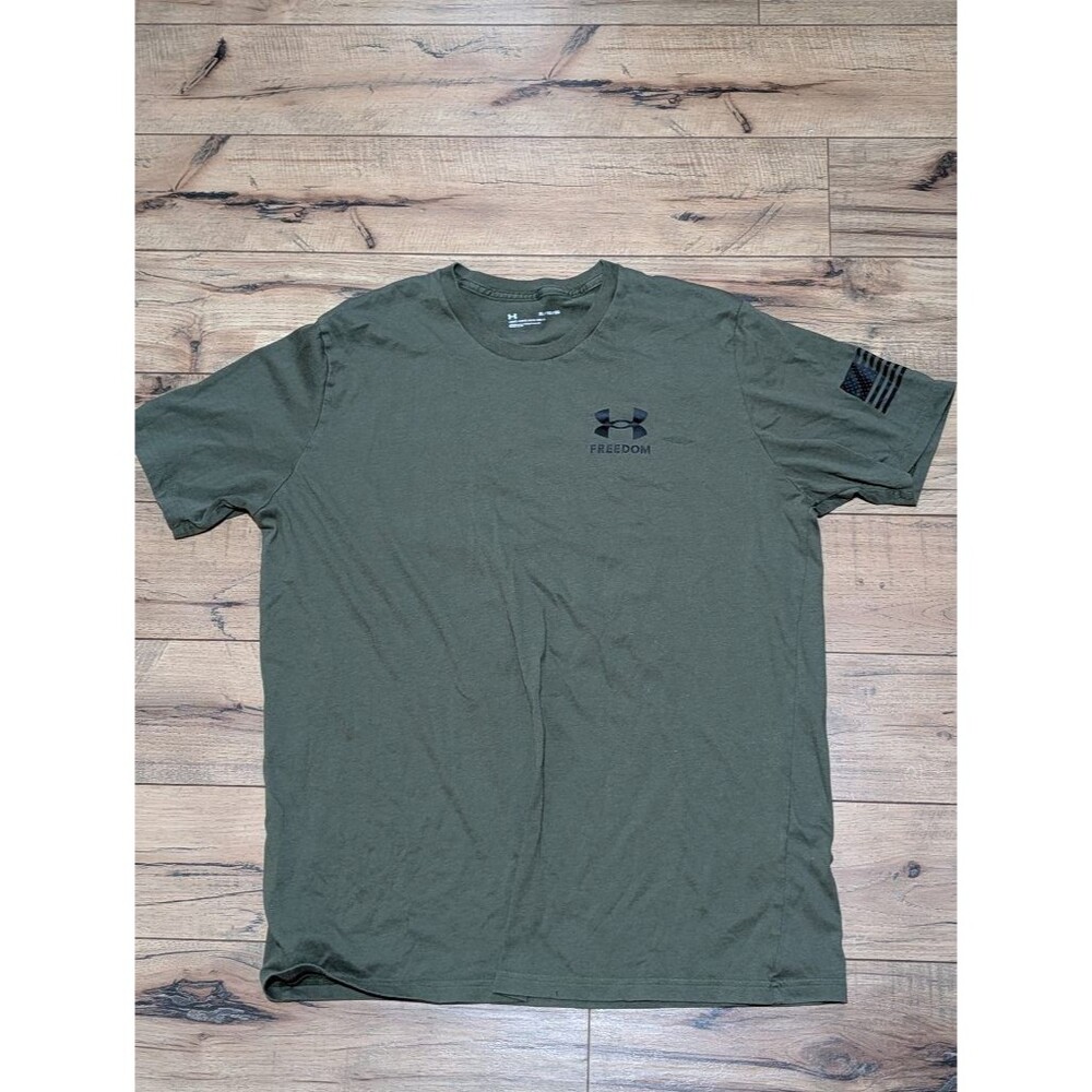 Under Armour Freedom Flag T-Shirt Men's XL OD Green UA Logo Patriotic Tee